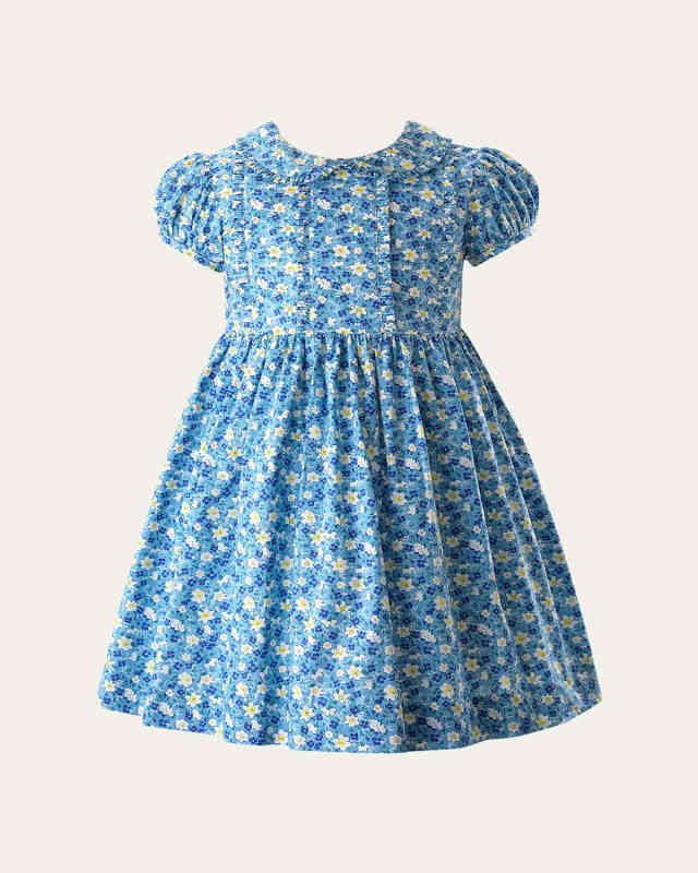 Girl's Micro Floral-Print Frill Dress, Size 2-10